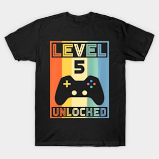 Kids Level 5  Video  5th Birthday Gaming T-Shirt